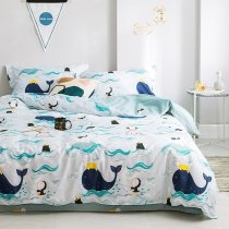Kids Boys Whale and Penguin Ocean Themed Twin, Full, Queen Size Bedding Sets