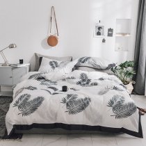 Black and White Fern Leaf Rustic Shabby Chic Full, Queen Size Bedding Sets