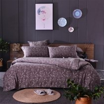 Coffee Brown Weed Retro Shabby Chic Masculine Full, Queen Size Bedding Sets